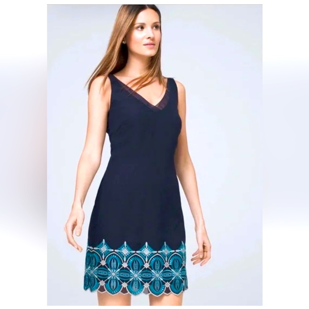 White House Black Market Embroidered Shift Dress